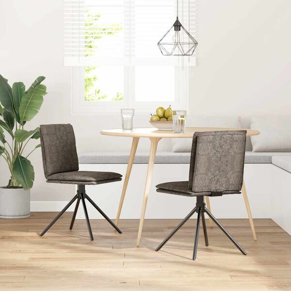 vidaXL Valgomojo kėdė, tamsiai pilkos spalvos, dirbtinė versta oda