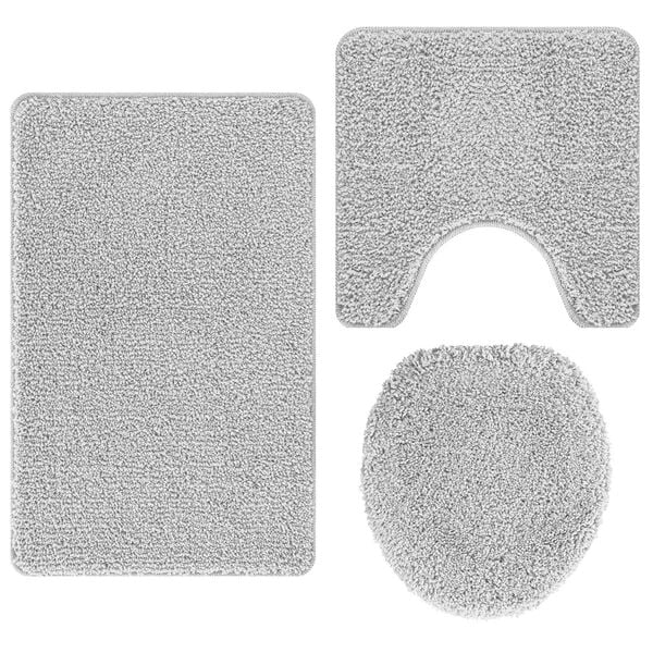 vidaXL Antisklidus vonios kilimėlių rinkinys 3 pcs Pilka 50 x 50 cm PP
