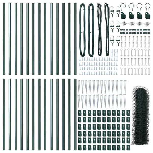 vidaXL Tvorelės stulpas Žalia 50 x 1 m (36 mm akių) Plienas ir PVC