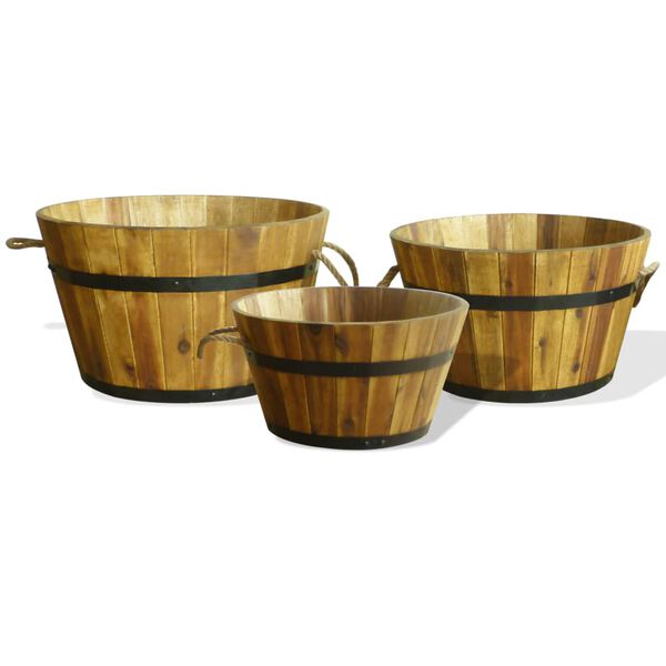 vidaXL Sodo vazonas, 3 dalys, akacijos mediena, auk&scaron;tas