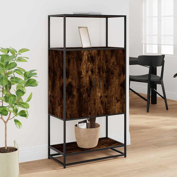 vidaXL Highboard rūkytas ąžuolas 68x35x139 cm Mediena ir metalas