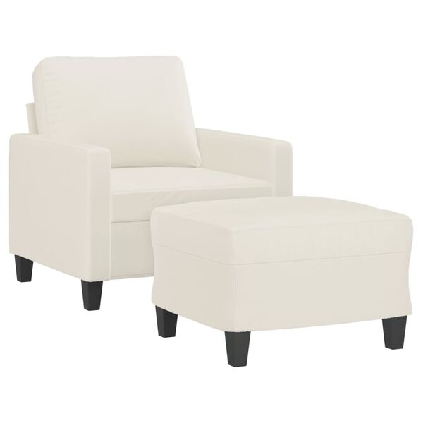 vidaXL Krėslas su pakoja, kreminės spalvos, 60cm, dirbtinė oda