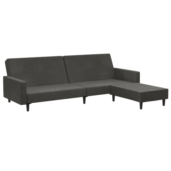 vidaXL Dvivietė sofa-lova su pakoja, tamsiai pilkos spalvos, aksomas