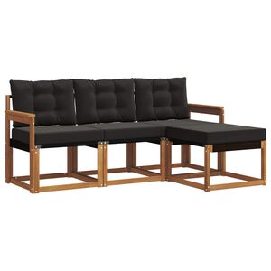 vidaXL Lauko sofos komplektas su pagalve 4 pcs Natūrali ir juoda