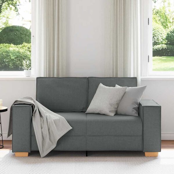 vidaXL Dvivietė sofa, tamsiai pilka, 160x78x84 cm, audinys