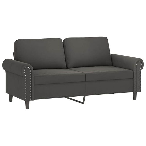 vidaXL Dvivietė sofa su pagalvėmis, tamsiai pilka, 140cm, aksomas