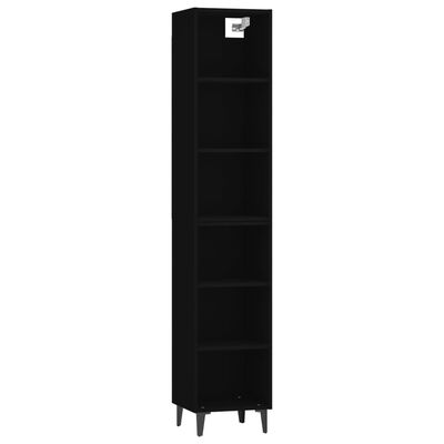 vidaXL Komoda, juodos spalvos, 34,5x32,5x180cm, apdirbta mediena
