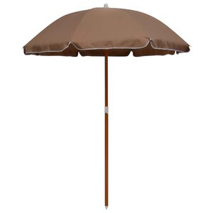 vidaXL Sodo skėtis nuo saulės su plieniniu stulpu, taupe, 180cm