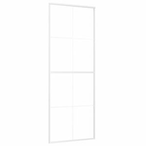 vidaXL Stumdomos durys, baltos, 76x205cm, ESG stiklas ir aliuminis
