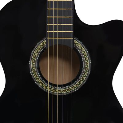 vidaXL Gitaros rinkinys su ekvalaizeriu, 12 dalių, juodas, 6 stygos