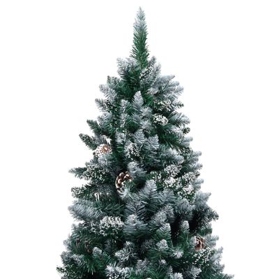 vidaXL Dirbtinė Kalėdų eglutė su kankorėžiais ir baltu sniegu, 180cm