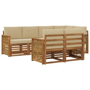 vidaXL Sekcijos sofų komplektas su pagalve 6 pcs Natūrali