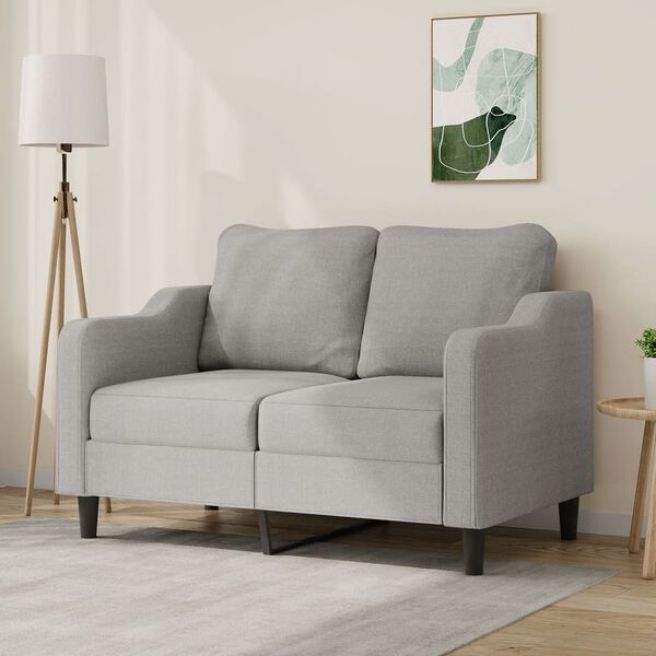 vidaXL Dvivietė sofa, &scaron;viesiai pilkos spalvos, 120cm, audinys