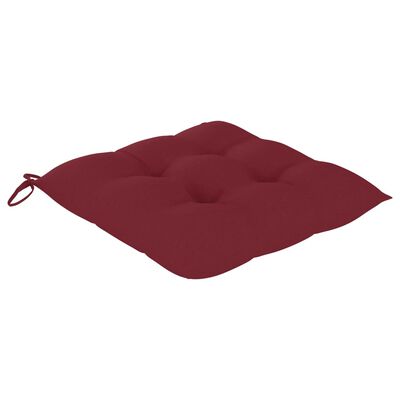 vidaXL Bistro komplektas su raudonomis pagalvėmis, 3 dalių, tikmedis