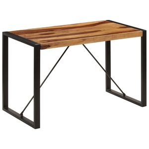 vidaXL Valgomojo stalas, 120x60x76 cm, rausv. dalb. medienos masyvas