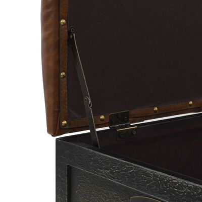 vidaXL Suoliukas-daiktadėžė, mediena ir dirbtinė oda, 80,5x41x50 cm