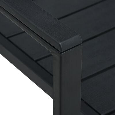vidaXL Sodo kėdės, 4vnt., juodos spalvos, HDPE, medienos imitacija