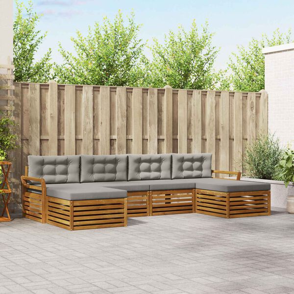 vidaXL Sofų komplektai su pagalve 6 pcs Natūrali ir &scaron;viesiai pilka