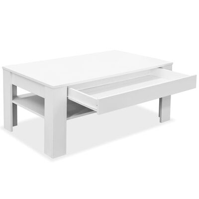 vidaXL Kavos staliukas, med. drož. plokštė, 110x65x48cm, baltas