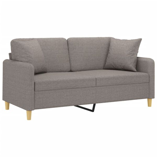 vidaXL Dvivietė sofa su pagalvėlėmis, taupe spalvos, 140cm, audinys