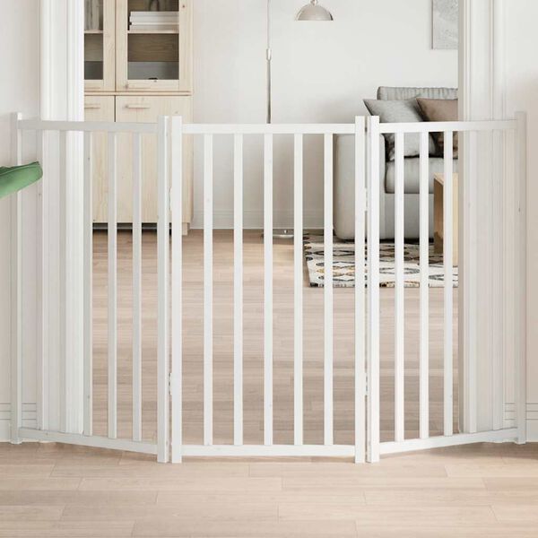 vidaXL Varteliai &scaron;unims, 3 segmentai, balti, 150cm, eglės masyvas