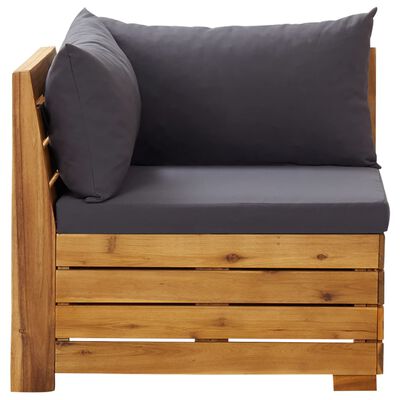 vidaXL Modulinė kampinė sofa su pagalvėmis, 1vnt., akacijos masyvas