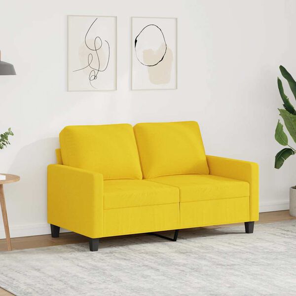 vidaXL Dvivietė sofa, &scaron;viesiai geltonos spalvos, 120cm, audinys