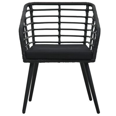 vidaXL Bistro baldų komplektas, 3 dalių, juodos spalvos, poliratanas