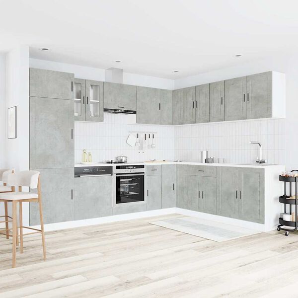 vidaXL Virtuvinių spintelių komplektas, 14 dalių, Porto, betono pilka