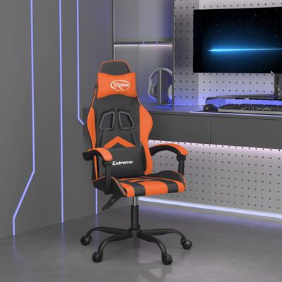 vidaXL Pasukama žaidimų kėdė, juodos/oranžinės spalvos, dirbtinė oda