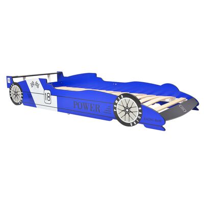 vidaXL Vaikiška lova lenktyninė mašina, 90x200 cm, mėlyna