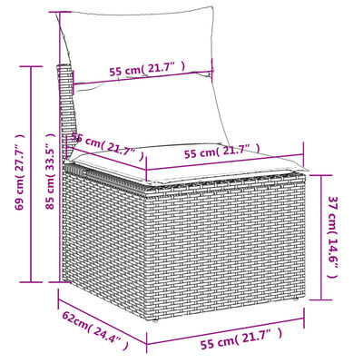 vidaXL Sofos komplektas su pagalvėlėmis, 9 dalių, pilkas, poliratanas