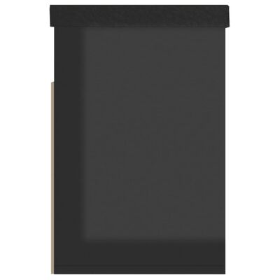 vidaXL Batų suoliukas su pagalvėle, juodas, 80x30x47cm, MDP, blizgus