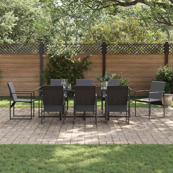 vidaXL Sodo valgomojo komplektas 9 pcs Juoda Plienas