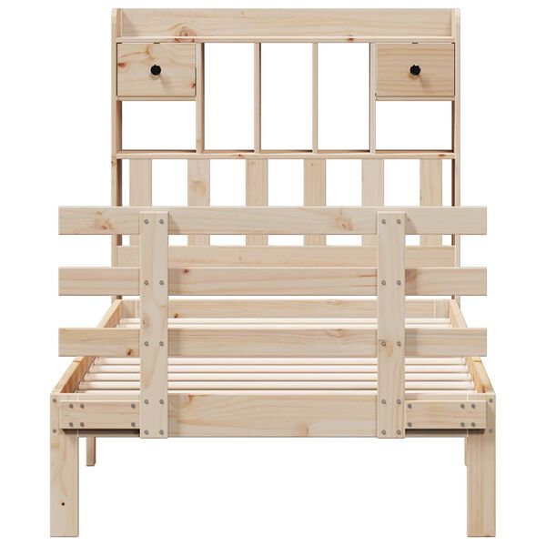 vidaXL Lova su knygų spinta be čiužinio, 90x190cm, pu&scaron;ies masyvas