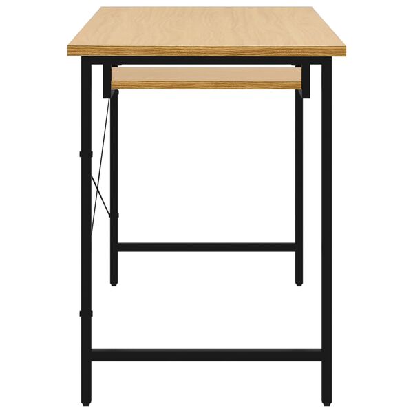 vidaXL Kompiuterio stalas, juodas/ąžuolo, 105x55x72cm, MDF ir metalas