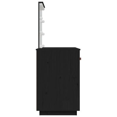 vidaXL Kosmetinis staliukas su LED, juodas, 95x50x133,5cm, pušis