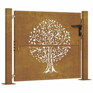 vidaXL Sodo vartai, 100x75 cm, Corten plienas, medžio ra&scaron;tas