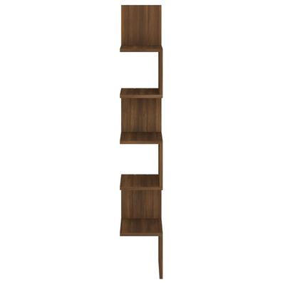 vidaXL Sieninė kampinė lentyna, ruda ąžuolo, 20x20x127,5cm, mediena