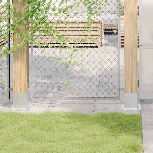 vidaXL Stulpų pagrindai kvadratiniai, 12vnt., sidabriniai, 121x121mm