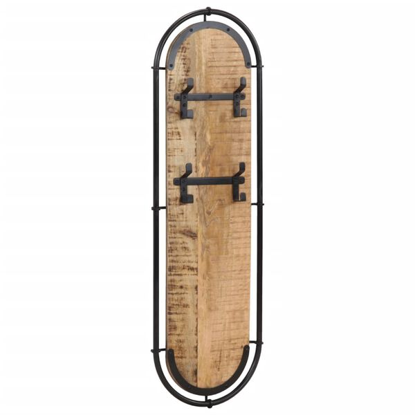 vidaXL Sieninės paltų kabyklos su 4 kabliukais, 2vnt., mango masyvas