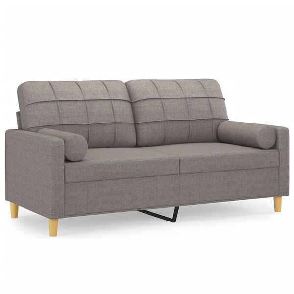 vidaXL Dvivietė sofa su pagalvėlėmis, taupe spalvos, 140cm, audinys