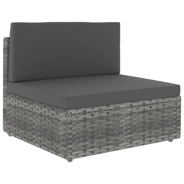 vidaXL Modulinė dvivietė sofa, pilkos spalvos, poliratanas