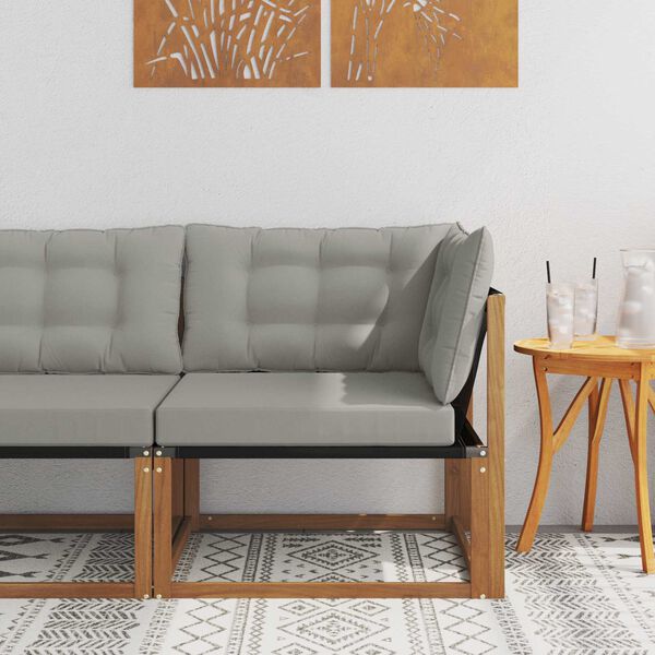 vidaXL Lauko kampinė sofa Kietos akacijos mediena Natūrali