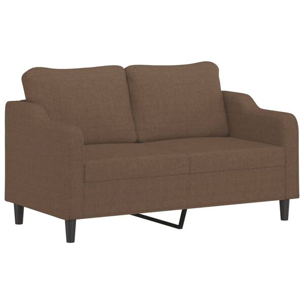 vidaXL Dvivietė sofa su pagalvėlėmis, rudos spalvos, 140cm, audinys