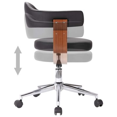 vidaXL Valgomojo kėdės, 4vnt., juodos, lenkta mediena ir dirbtinė oda