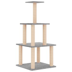 vidaXL Draskyklė katėms su stovais i&scaron; sizalio, &scaron;viesiai pilka, 111cm