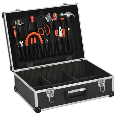vidaXL Lagaminas įrankiams, juodos spalvos, 46x33x16cm, aliuminis