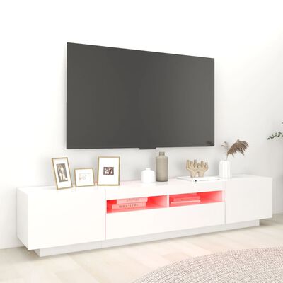 vidaXL Televizoriaus spintelė su LED apšvietimu, balta, 200x35x40cm