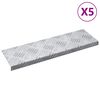 vidaXL Laiptų danga 5 vnt. 60 x 18 x 2,5 cm Sidabro Aliuminis